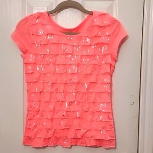 Justice ruffled orange top